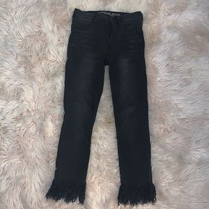 American Eagle fringe jeans